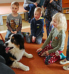Ein Hund in der Kindergruppe