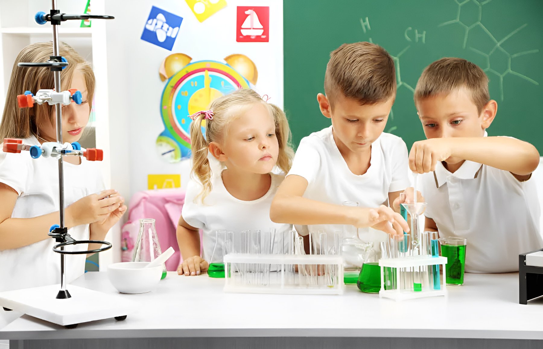 Kreativitätspädagogik-in-Kita-Rostock-Kinder-experimentieren-mit-Laborgeräten