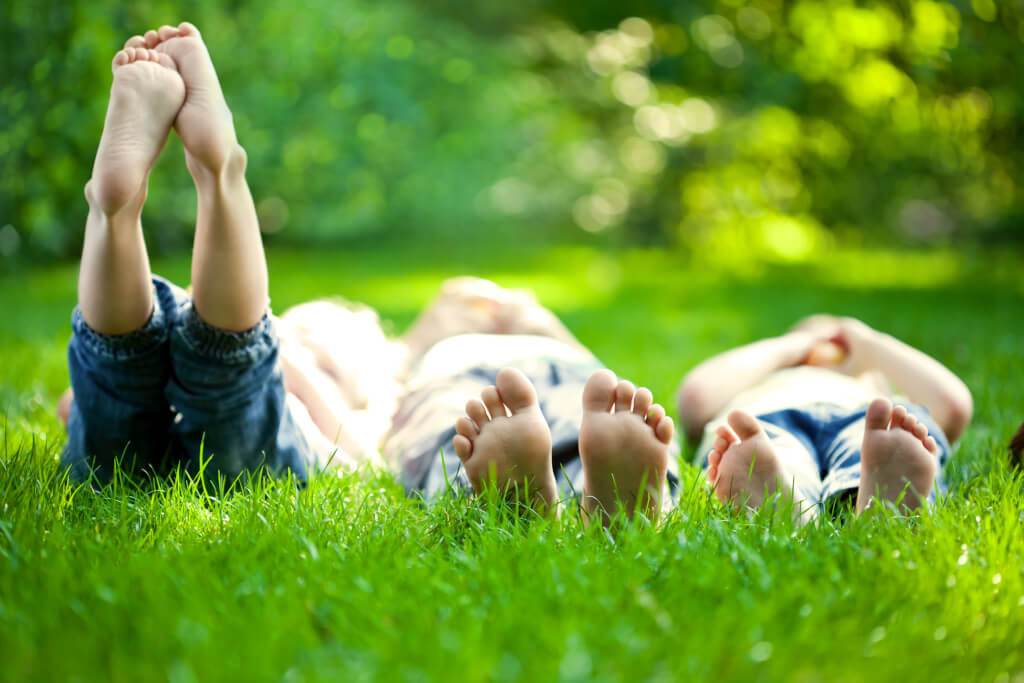 Kinder genießen die Sonne im Gras Symbol für frühkindliche Bildung MV