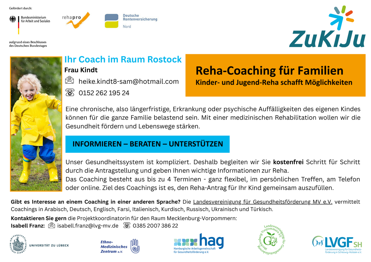 Anzeigeblatt Reha-Coaching für Familien